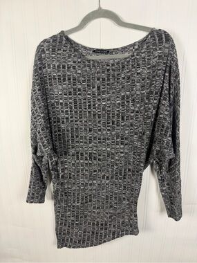 Mind Code Gray Black Textured Knit Women's Sweater